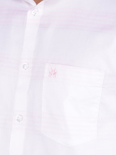 Pink Horizontal Striped 100% Cotton Shirt-Men Shirts-Crimsoune Club