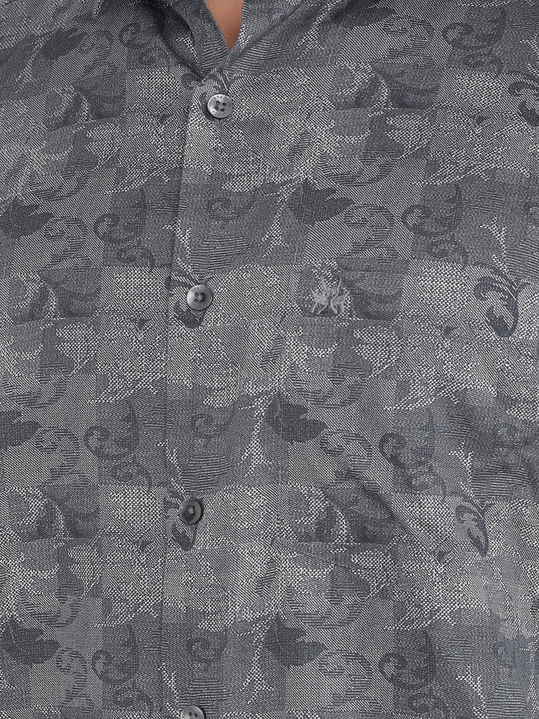 Grey Floral Print 100% Cotton Shirt-Men Shirts-Crimsoune Club