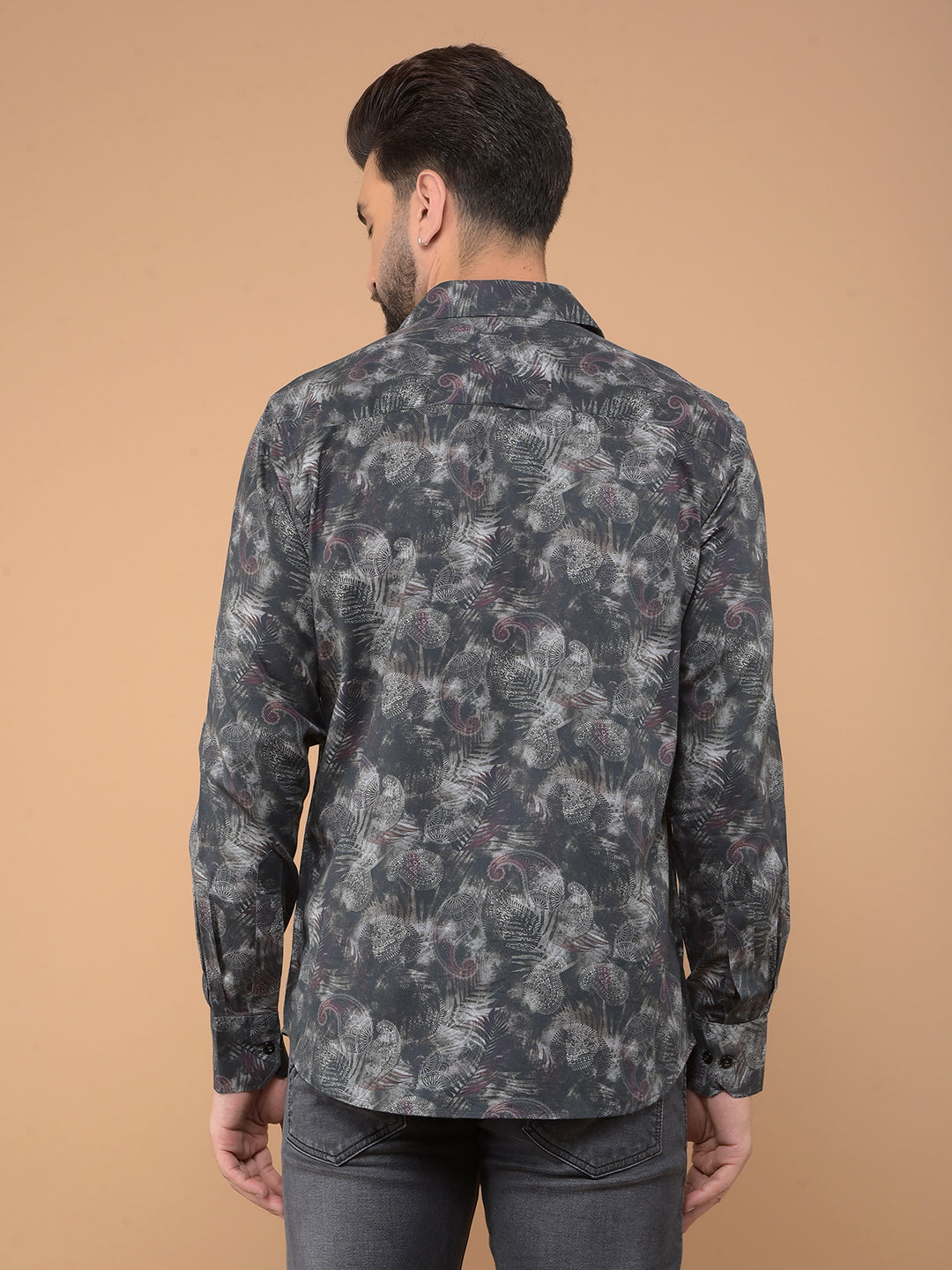 Black Floral Print Shirt-Men Shirts-Crimsoune Club