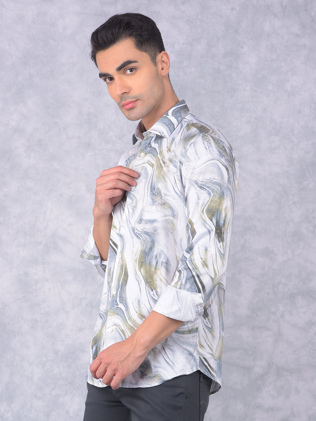 Multi-Color Abstract Print Shirt-Men Shirts-Crimsoune Club