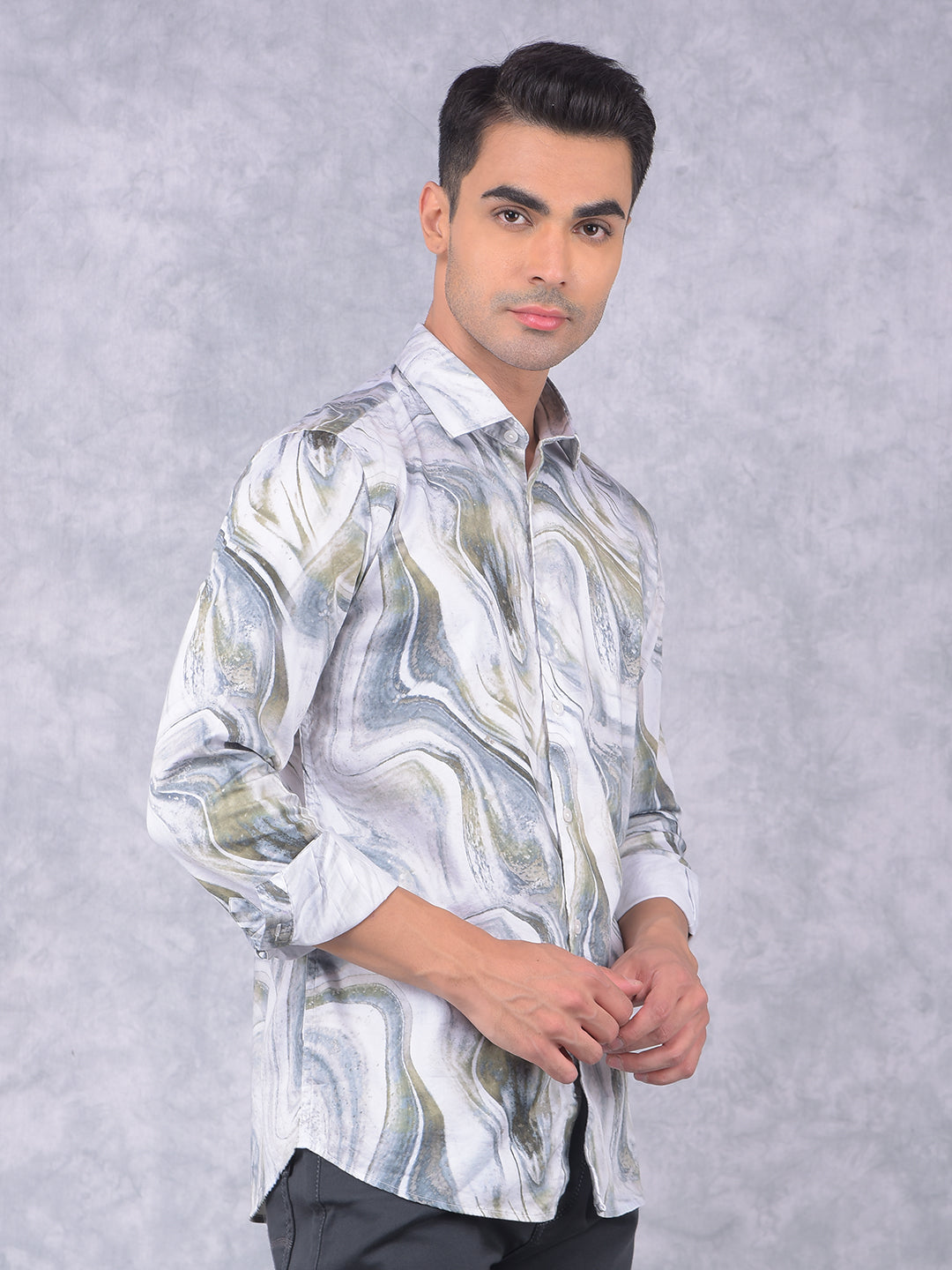 Multi-Color Abstract Print Shirt-Men Shirts-Crimsoune Club