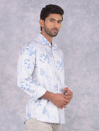 Blue Floral Print Shirt-Men Shirts-Crimsoune Club