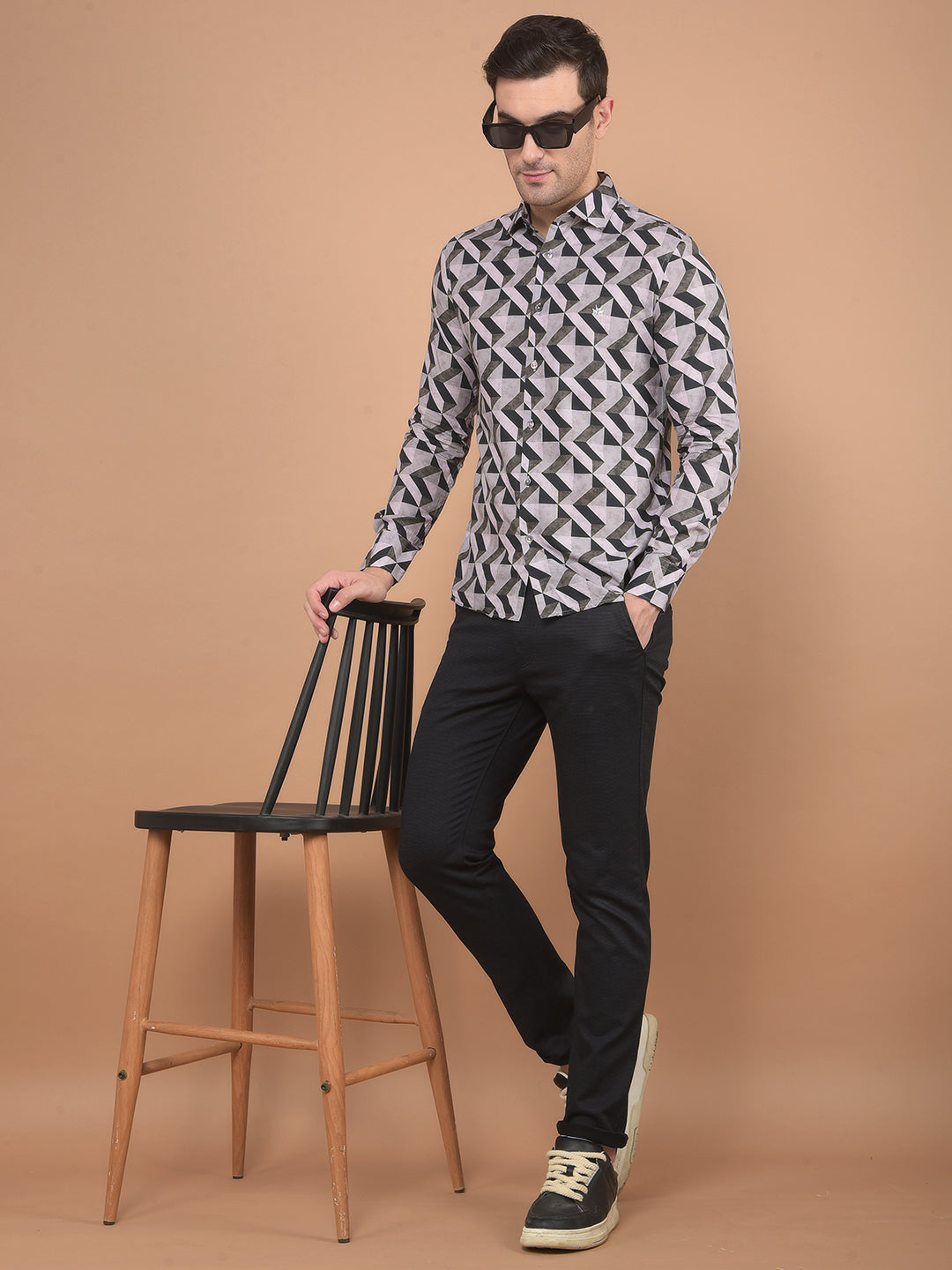 Black Printed 100% Cotton Shirt-Men Shirts-Crimsoune Club