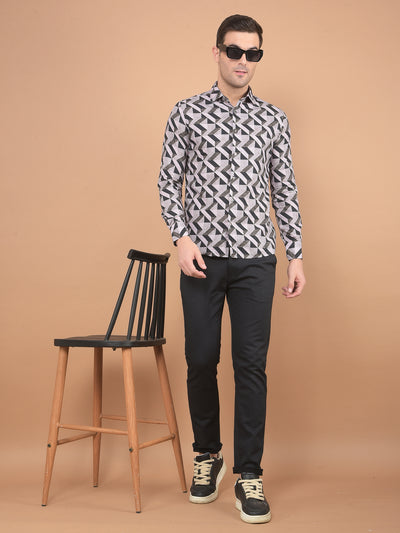 Black Printed 100% Cotton Shirt-Men Shirts-Crimsoune Club