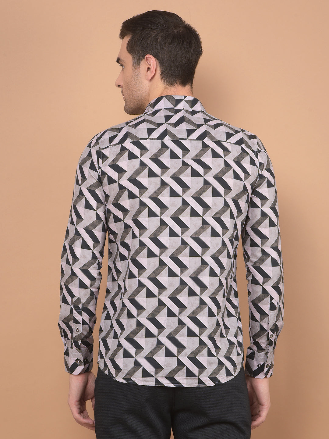 Black Printed 100% Cotton Shirt-Men Shirts-Crimsoune Club