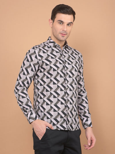 Black Printed 100% Cotton Shirt-Men Shirts-Crimsoune Club