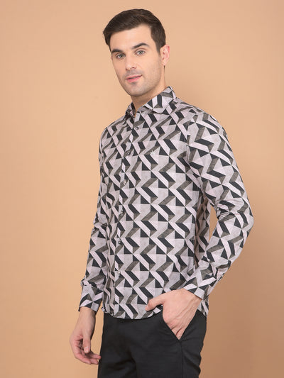 Black Printed 100% Cotton Shirt-Men Shirts-Crimsoune Club