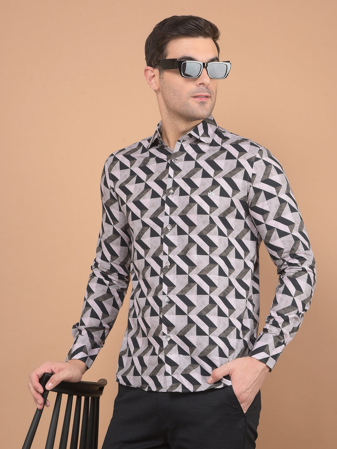 Black Printed 100% Cotton Shirt-Men Shirts-Crimsoune Club