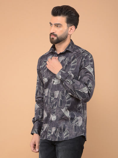 Brown Floral Print 100% Cotton Shirt-Men Shirts-Crimsoune Club