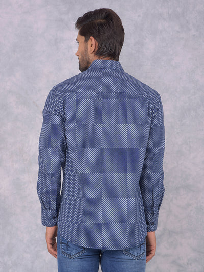 Blue Printed Shirt-Men Shirts-Crimsoune Club