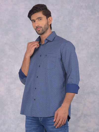 Blue Printed Shirt-Men Shirts-Crimsoune Club