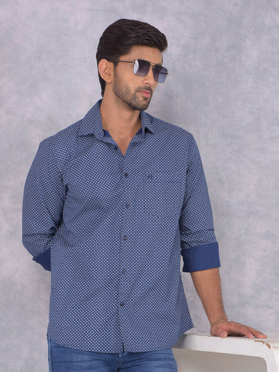 Blue Printed Shirt-Men Shirts-Crimsoune Club