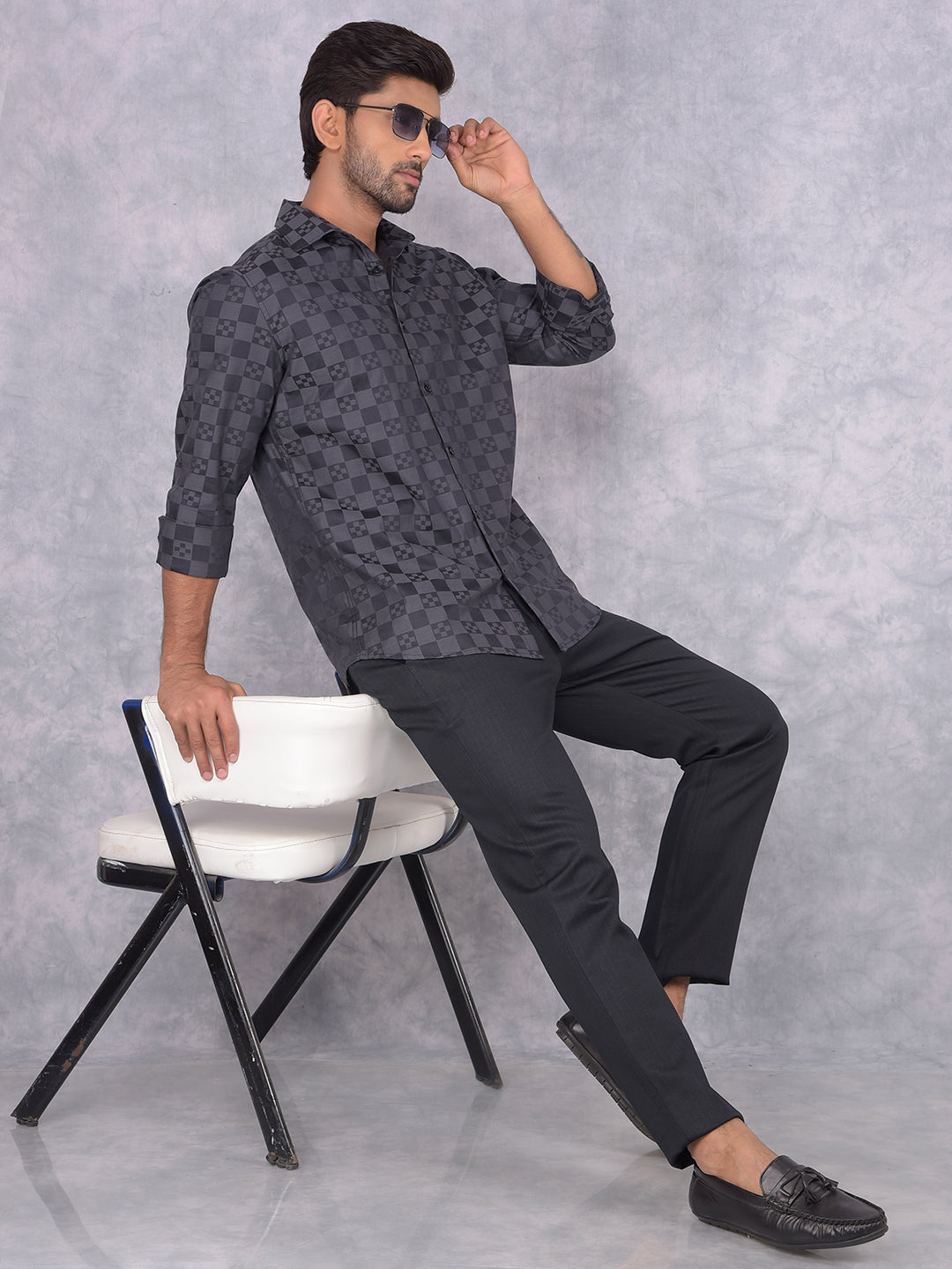 Black 100% Cotton Printed Shirt-Men Shirts-Crimsoune Club