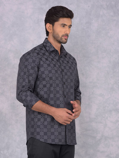 Black 100% Cotton Printed Shirt-Men Shirts-Crimsoune Club