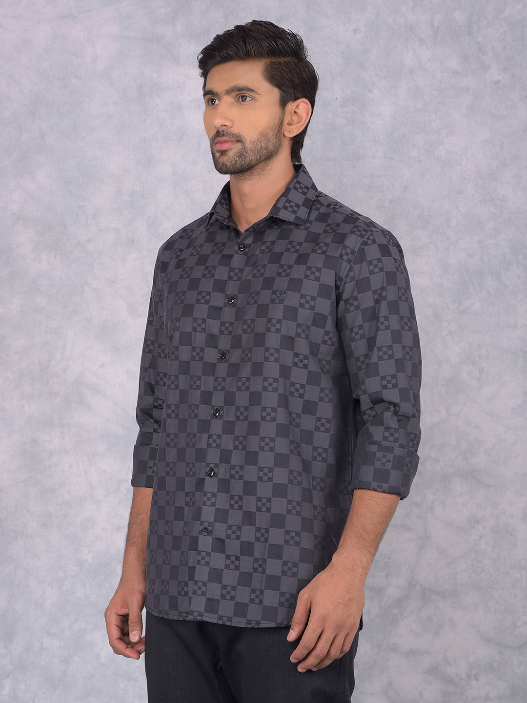 Black 100% Cotton Printed Shirt-Men Shirts-Crimsoune Club