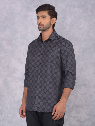 Black 100% Cotton Printed Shirt-Men Shirts-Crimsoune Club