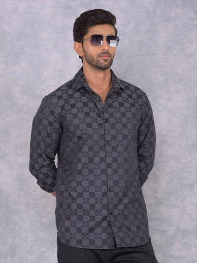 Black 100% Cotton Printed Shirt-Men Shirts-Crimsoune Club