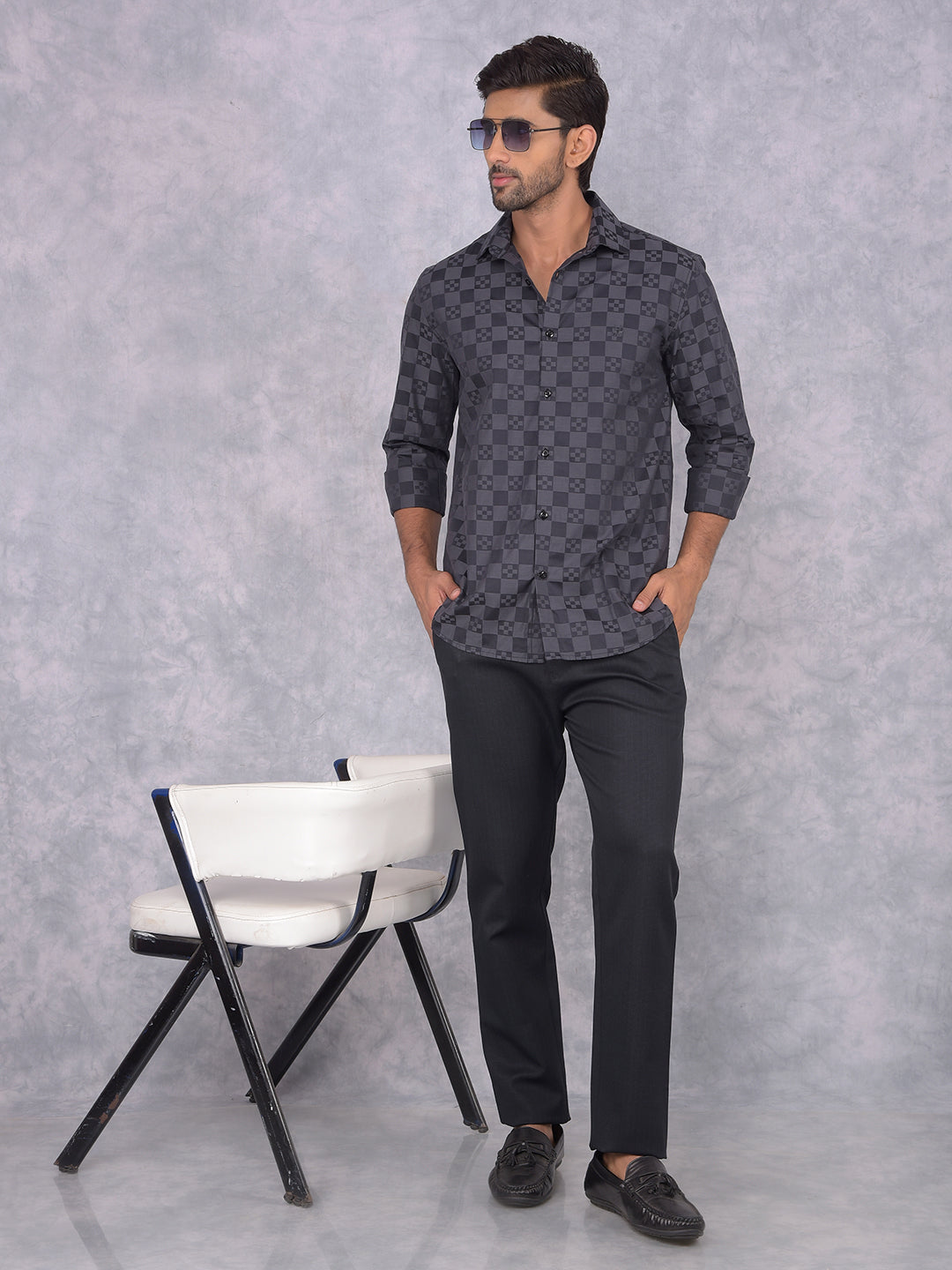 Black 100% Cotton Printed Shirt-Men Shirts-Crimsoune Club