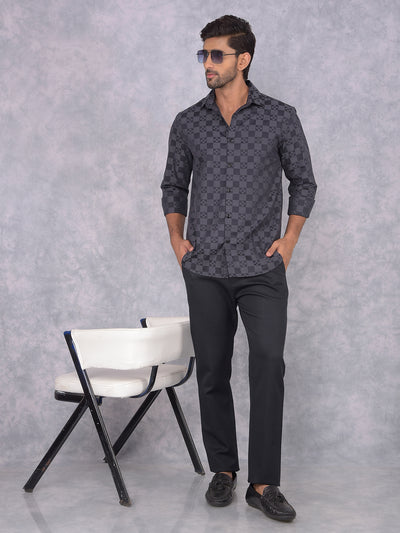 Black 100% Cotton Printed Shirt-Men Shirts-Crimsoune Club