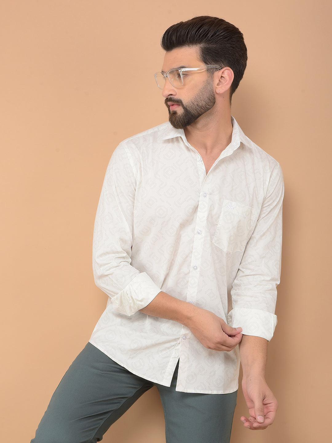 White Printed Shirt-Men Shirts-Crimsoune Club