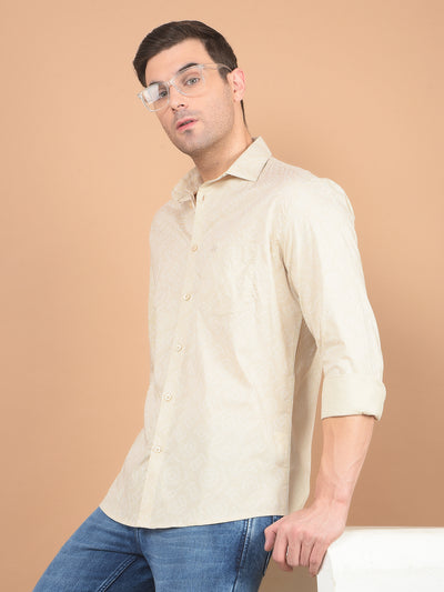 Beige Printed Shirt-Men Shirts-Crimsoune Club