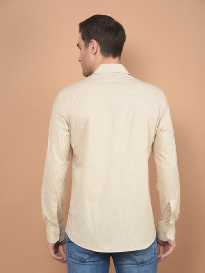 Beige Printed Shirt-Men Shirts-Crimsoune Club