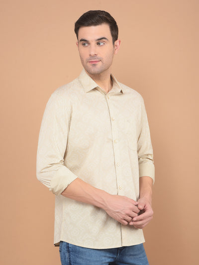 Beige Printed Shirt-Men Shirts-Crimsoune Club