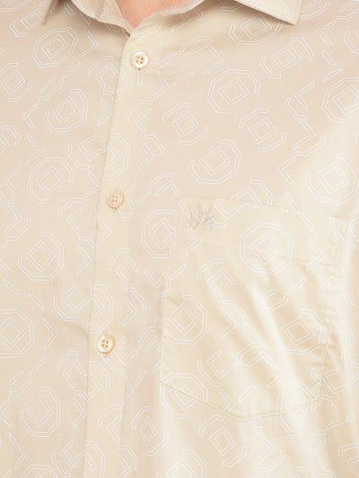 Beige Printed Shirt-Men Shirts-Crimsoune Club