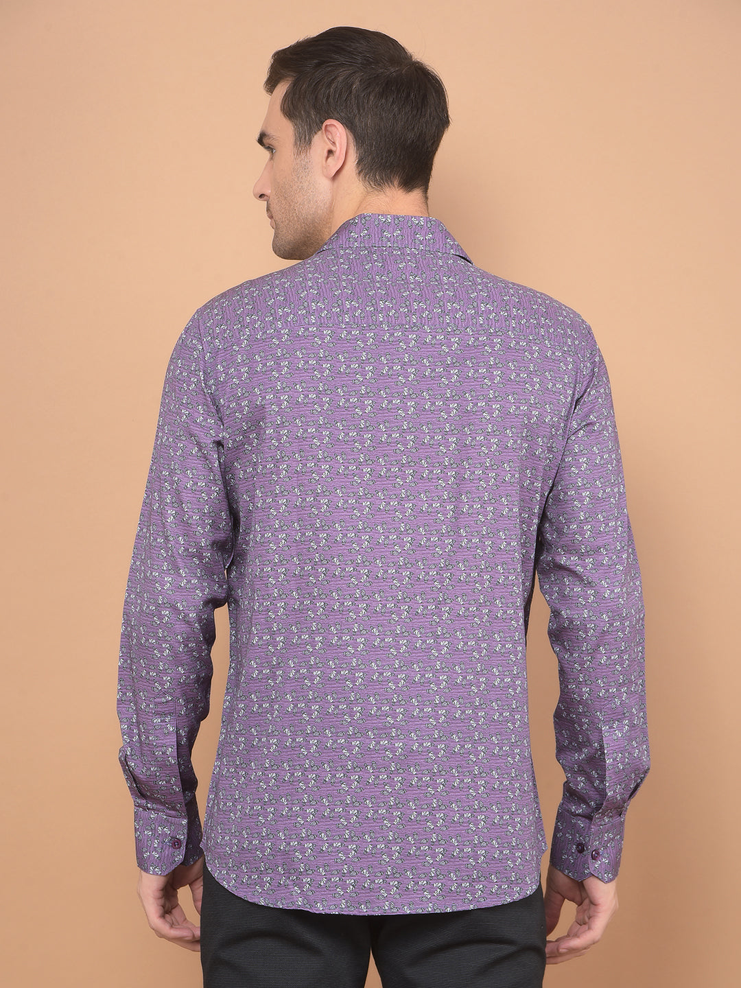 Purple Printed 100% Cotton Shirt-Men Shirts-Crimsoune Club