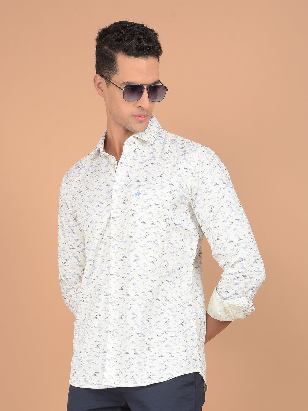 White Printed 100% Cotton Shirt-Men Shirts-Crimsoune Club