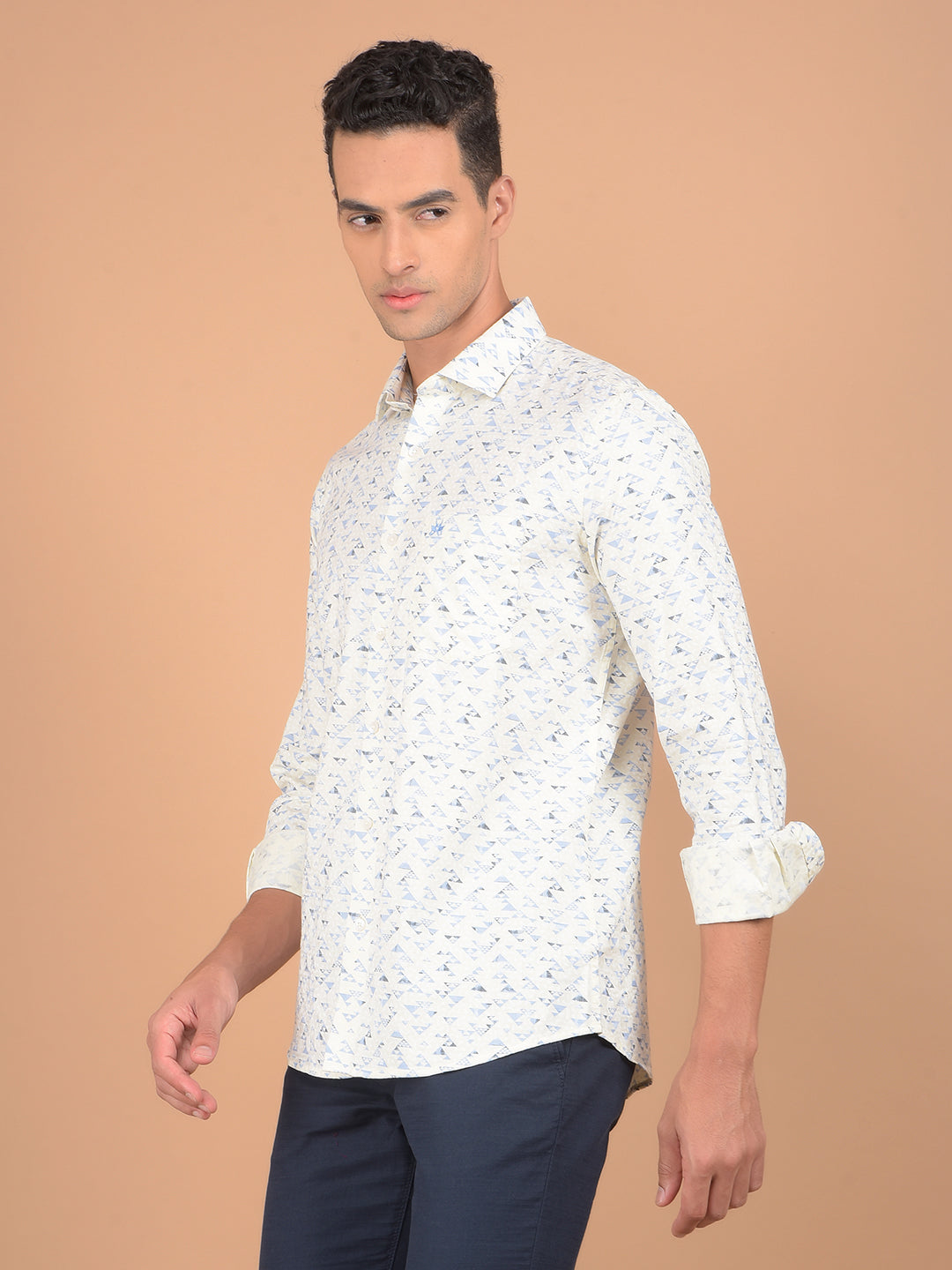 White Printed 100% Cotton Shirt-Men Shirts-Crimsoune Club