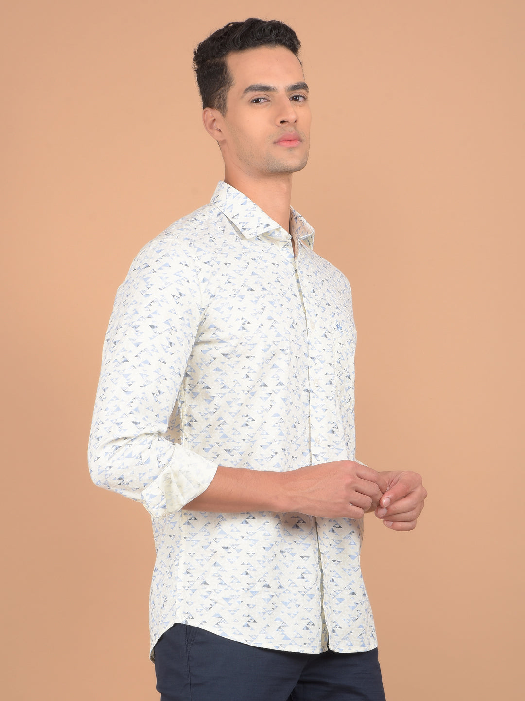 White Printed 100% Cotton Shirt-Men Shirts-Crimsoune Club