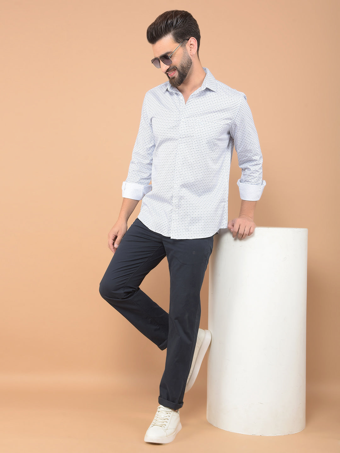 Blue Printed Shirt-Men Shirts-Crimsoune Club