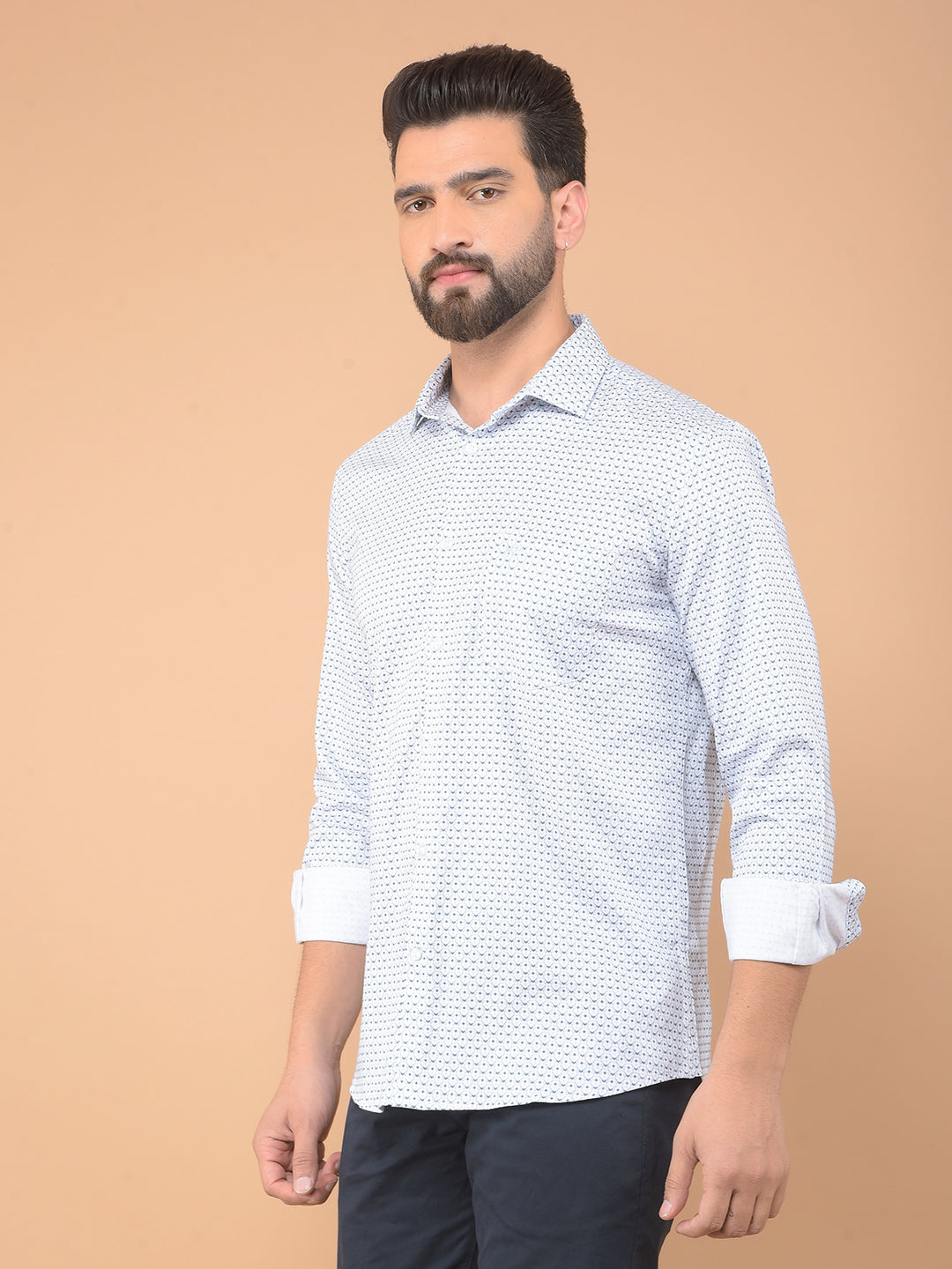 Blue Printed Shirt-Men Shirts-Crimsoune Club