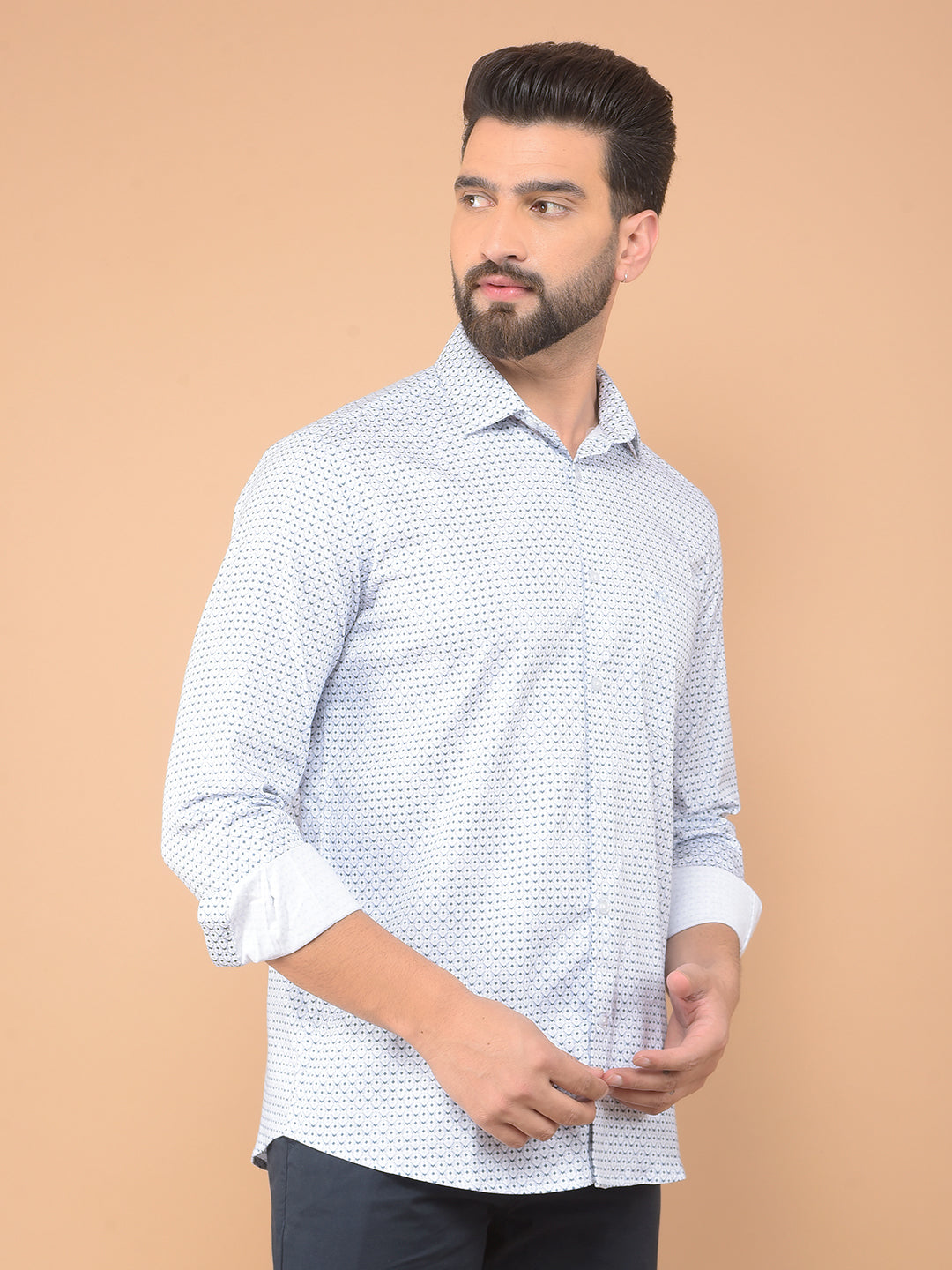 Blue Printed Shirt-Men Shirts-Crimsoune Club