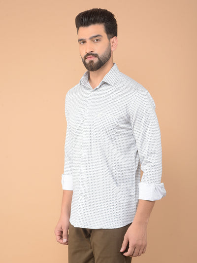 Green Printed Shirt-Men Shirts-Crimsoune Club