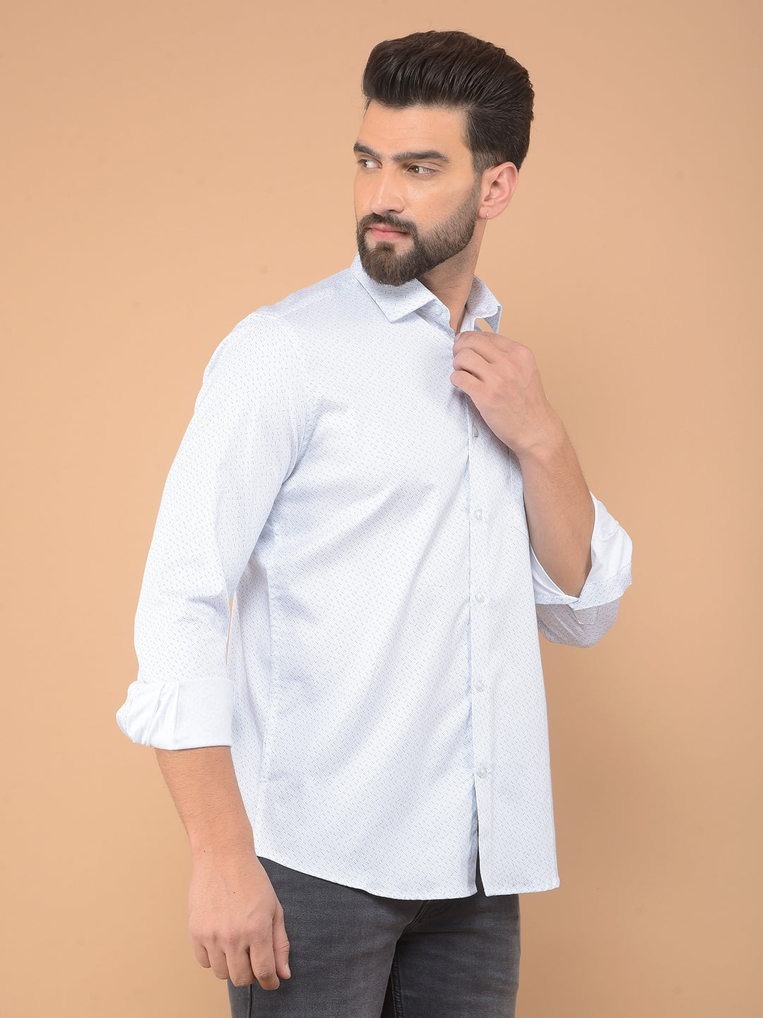 Blue Printed Shirt-Men Shirts-Crimsoune Club