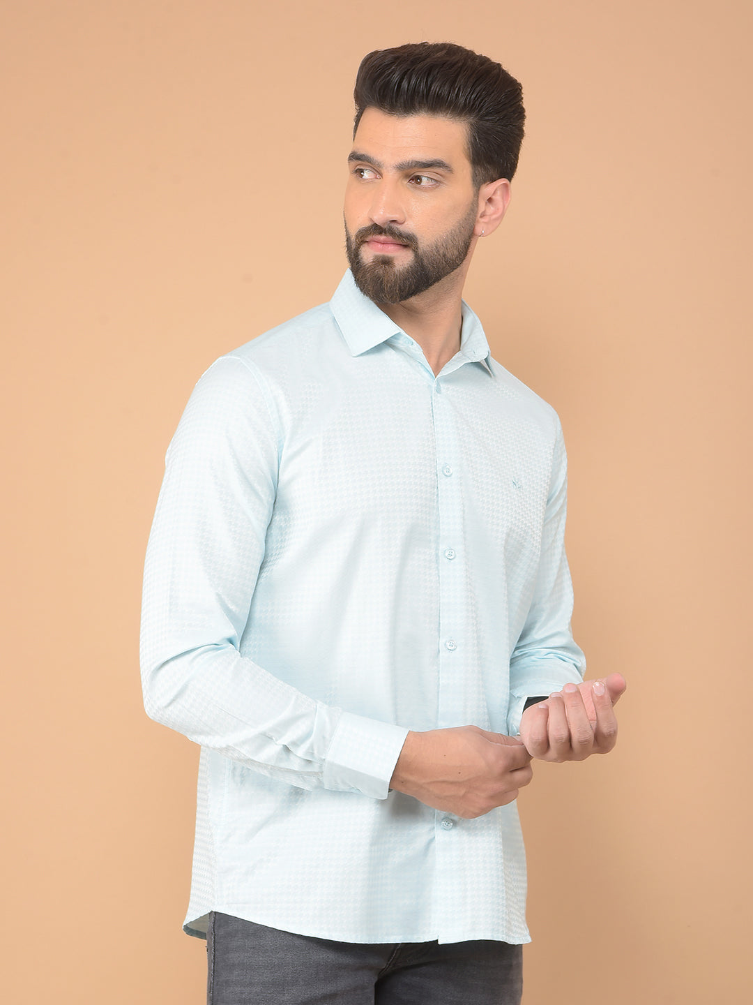 Blue Printed Shirt-Men Shirts-Crimsoune Club