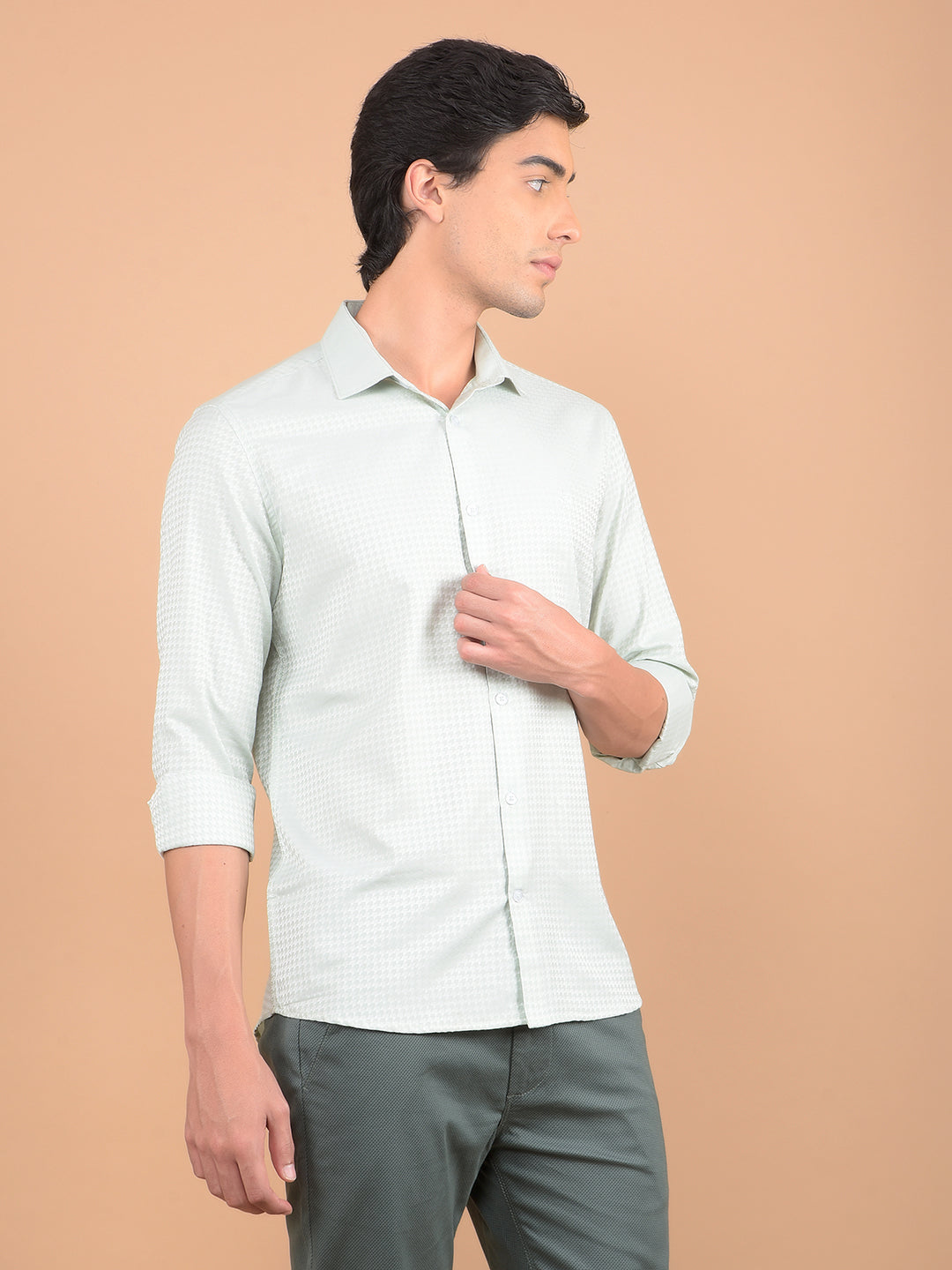 Green Printed Shirt-Men Shirts-Crimsoune Club