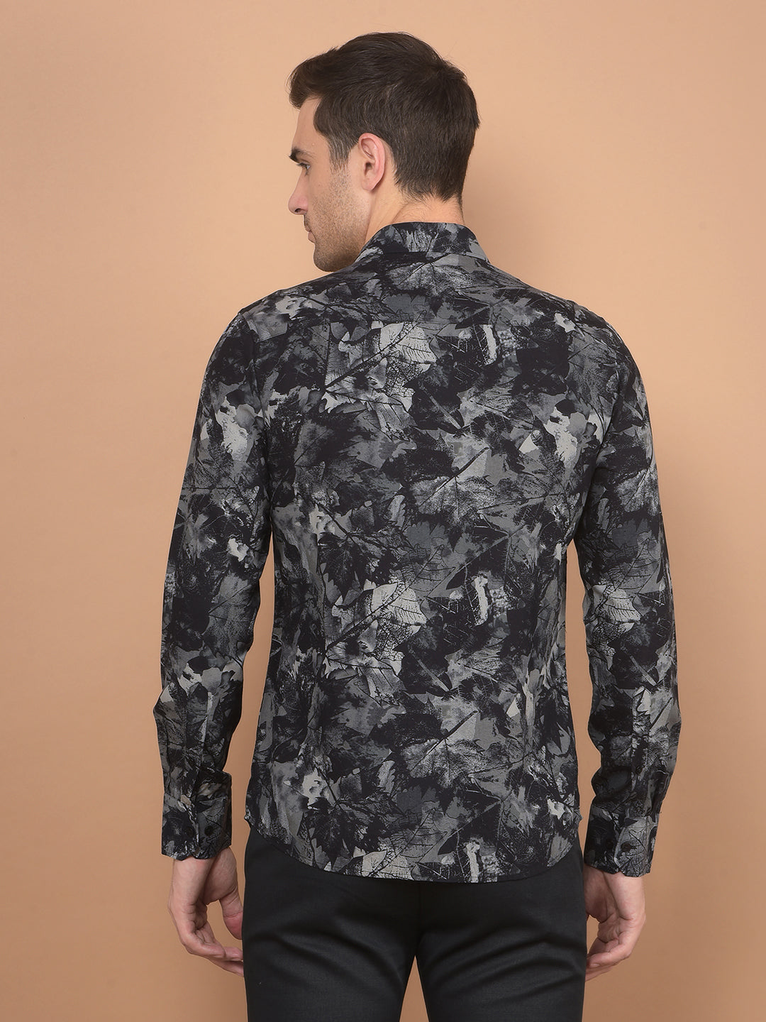 Black Floral Print Shirt-Men Shirts-Crimsoune Club