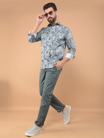 Grey Printed 100% Cotton Shirt-Men Shirts-Crimsoune Club