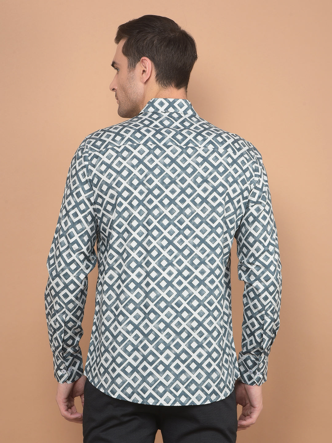 Grey Printed 100% Cotton Shirt-Men Shirts-Crimsoune Club