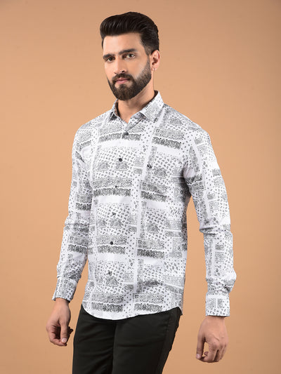 White Printed Shirt-Men Shirts-Crimsoune Club