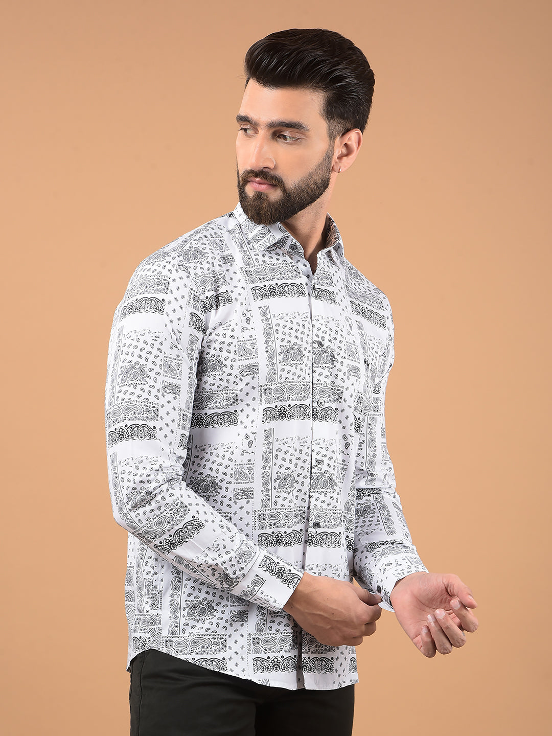 White Printed Shirt-Men Shirts-Crimsoune Club