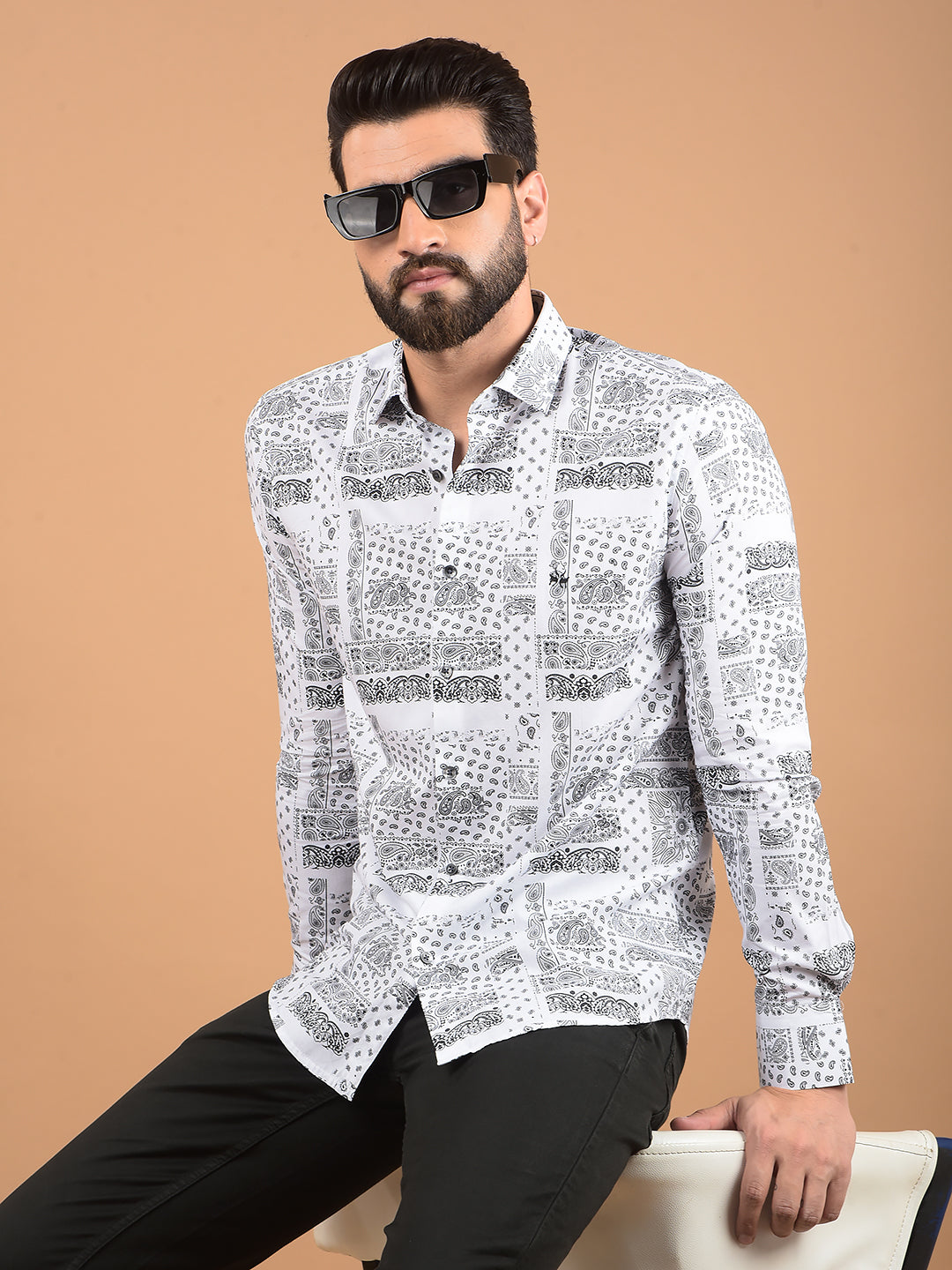 White Printed Shirt-Men Shirts-Crimsoune Club