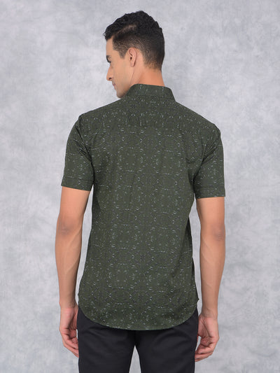 Green Printed 100% Cotton Shirt-Men Shirts-Crimsoune Club