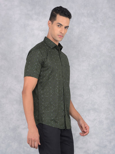 Green Printed 100% Cotton Shirt-Men Shirts-Crimsoune Club