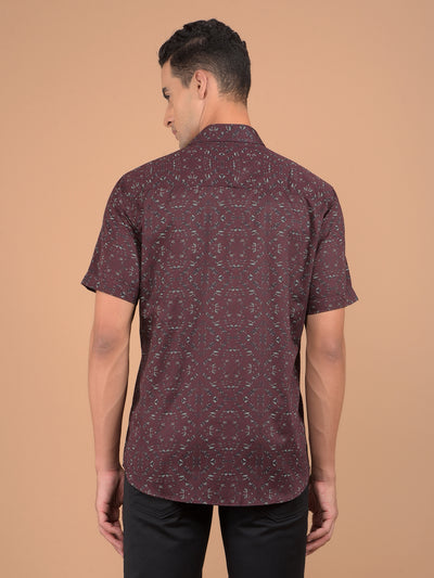 Wine Printed 100% Cotton Shirt-Men Shirts-Crimsoune Club