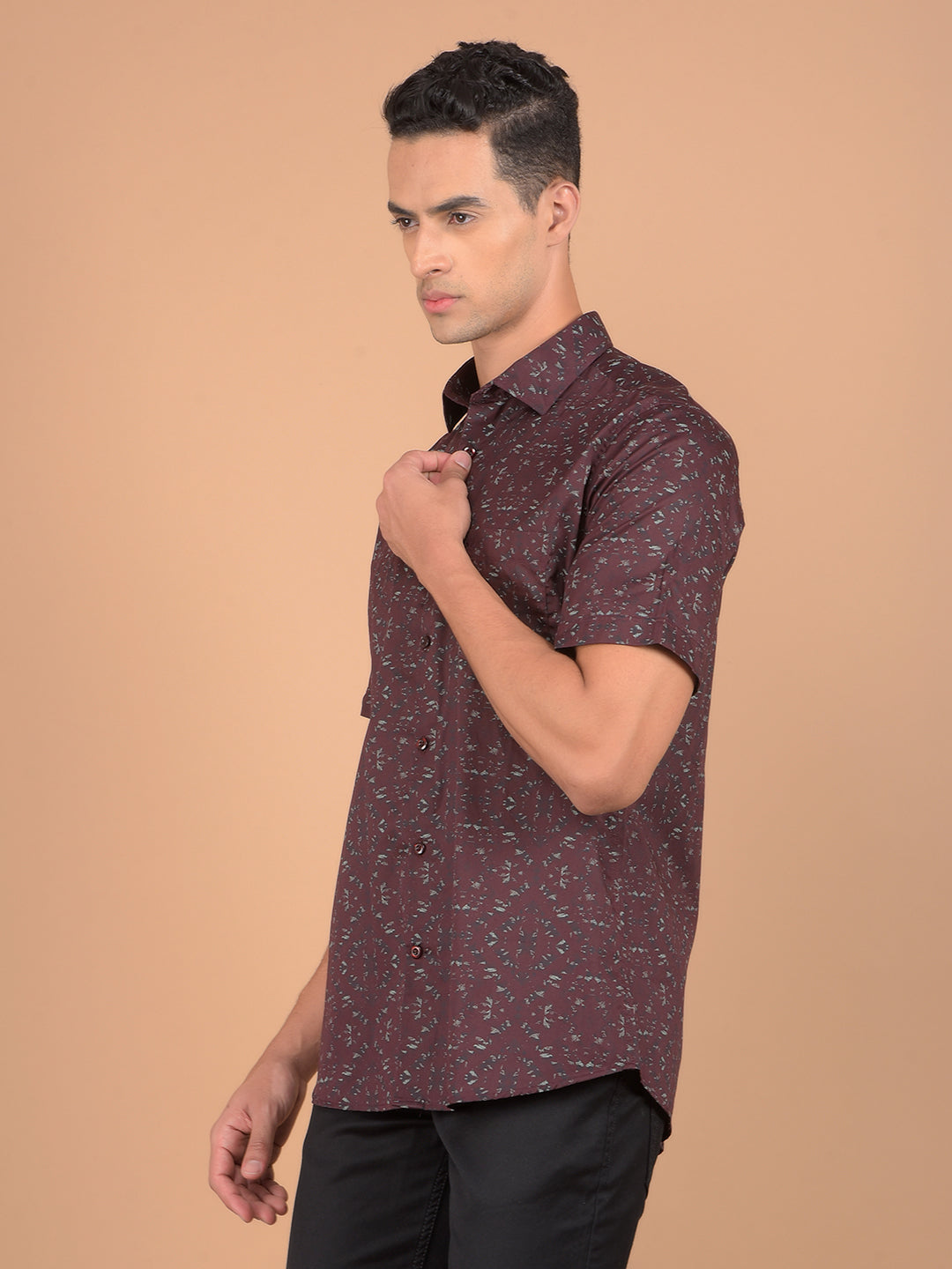 Wine Printed 100% Cotton Shirt-Men Shirts-Crimsoune Club