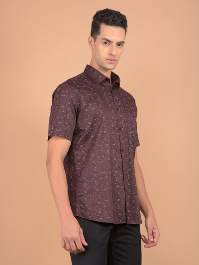 Wine Printed 100% Cotton Shirt-Men Shirts-Crimsoune Club